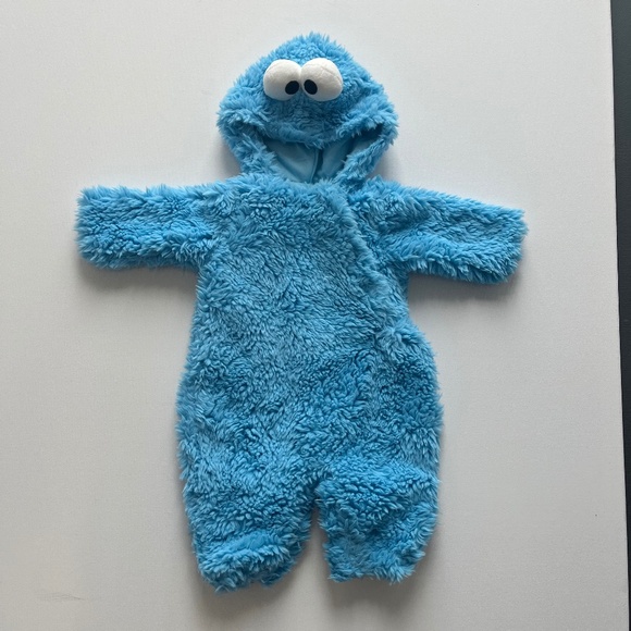 POTTERY BARN KIDS SESAME STREET COOKIE MONSTER COSTUME SIZE 0-6 MONTHS - Picture 1 of 11
